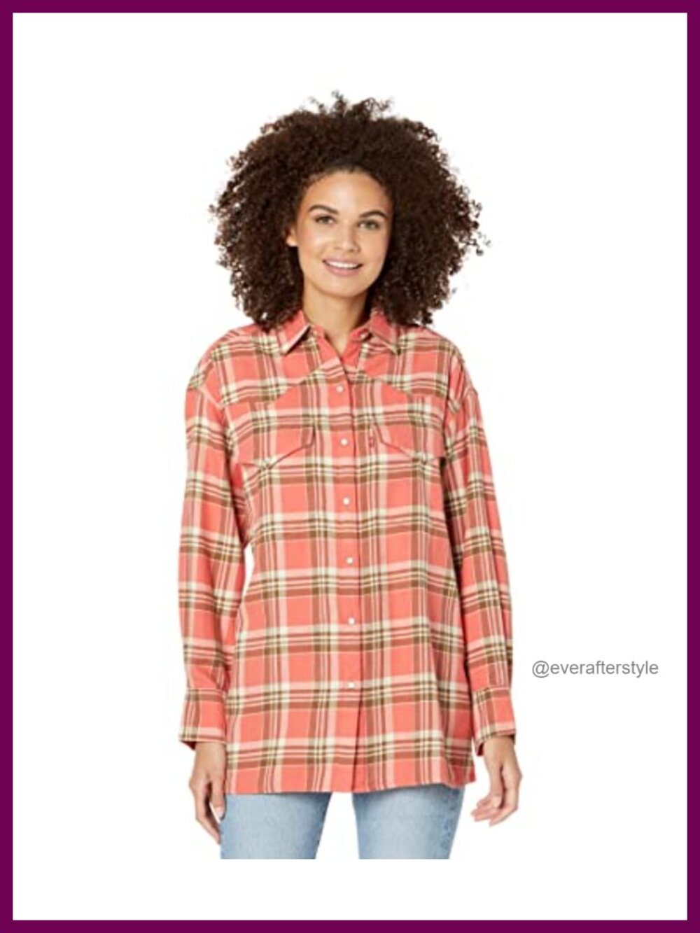 Relaxed Fit Plaid Flannel Button-Down Shirt Long Sleeve Casual